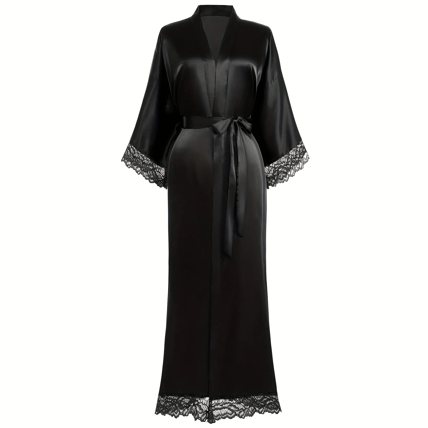 100% Mulberry pure Silk Kimono with lace Bridesmaid Robes