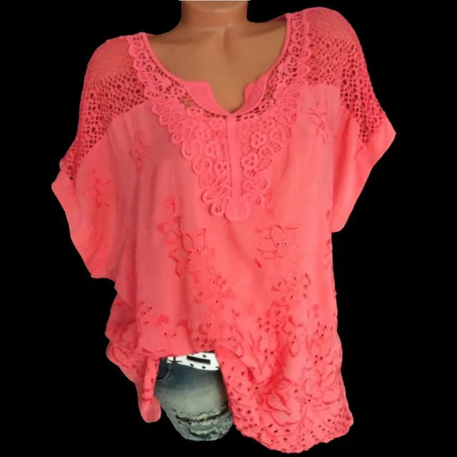 2021 Summer cotton women blouses tops V-neck bat sleeve Sizes S - 6XL