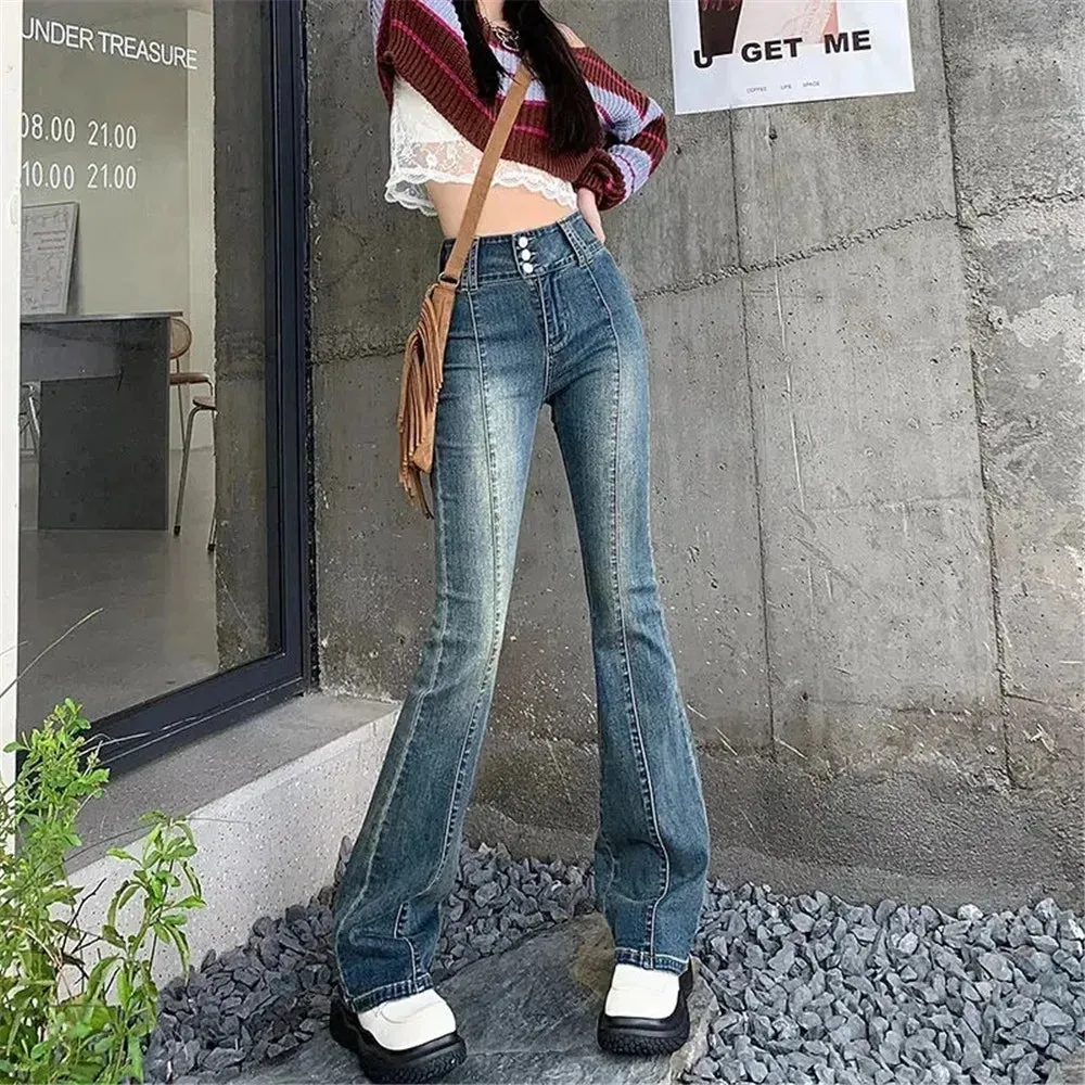 2024 Streetwear Fashion Harajuku Casual Stretch Trousers Denim Pants