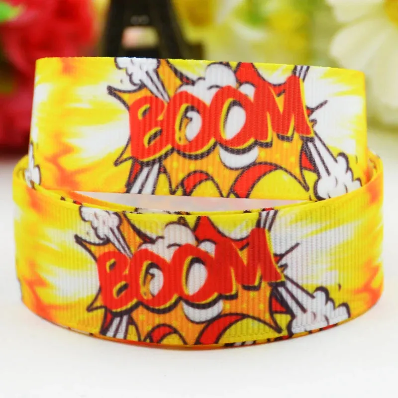 22mm 25mm 38mm 75mm Explosion Cloud Cartoon Character printed Grosgrain Ribbon party decoration 10 Yards Mul070