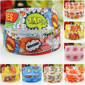 22mm 25mm 38mm 75mm Explosion Cloud Cartoon Character printed Grosgrain Ribbon party decoration 10 Yards Mul070