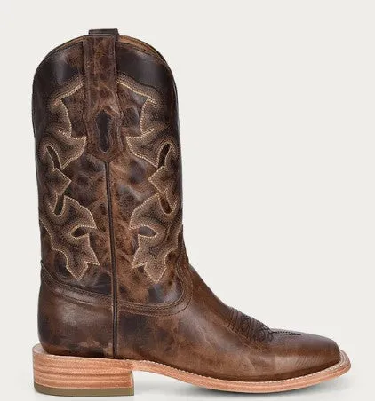 A4264 Men’s Brown Moka Embroidery Wide Square Rodeo Collection Cowboy Boots