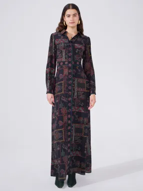 Aida Silk Maxi Shirt Dress