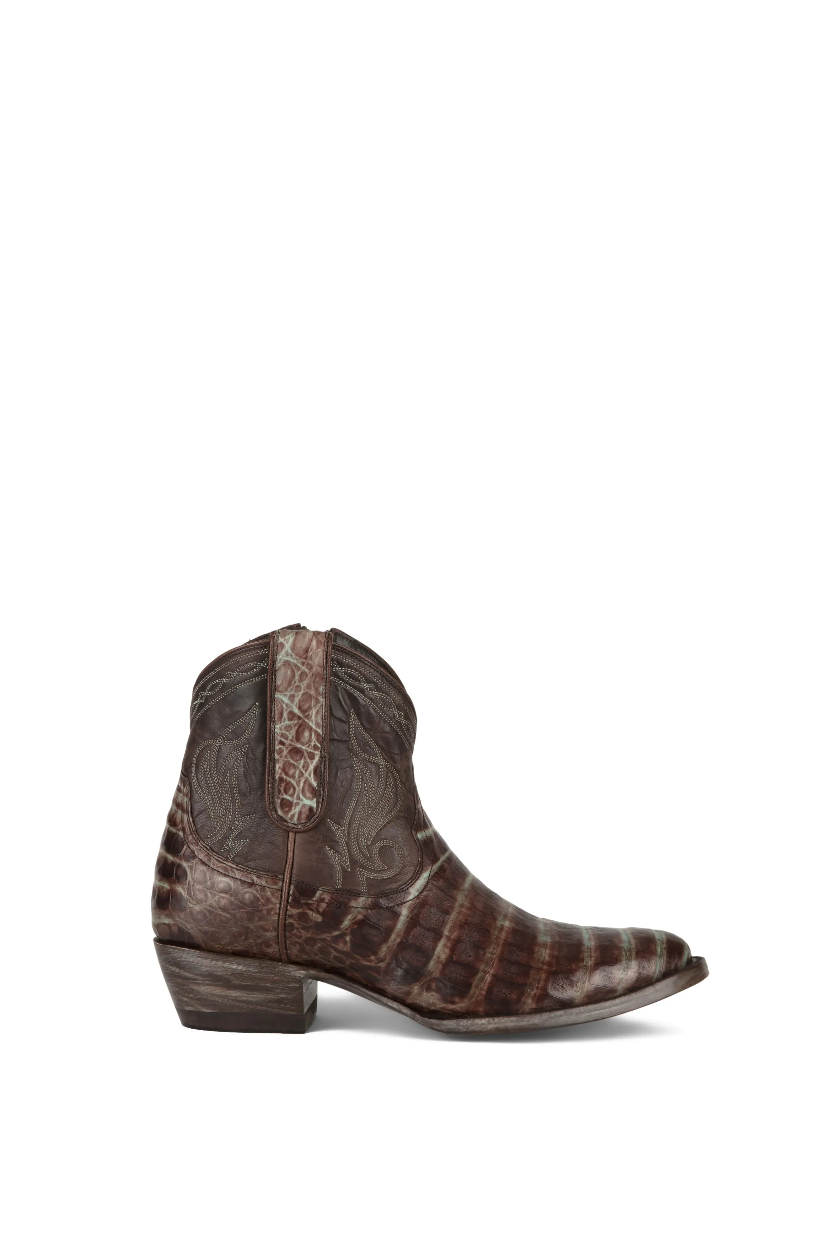 Allens Brand - Sierra Caiman - Round Toe - Chocolate & Turquoise