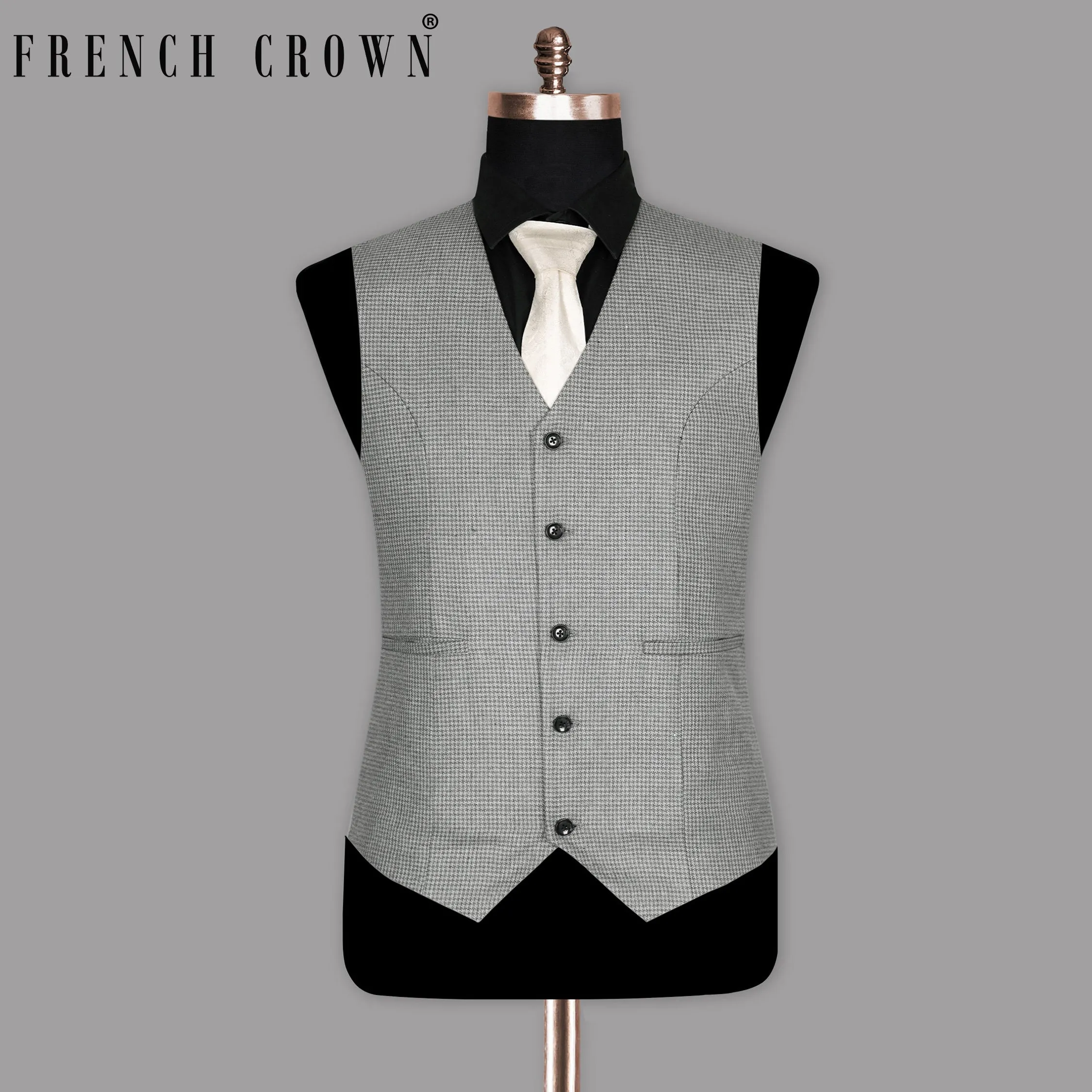 Aluminum Grey Houndstooth Sport Waistcoat