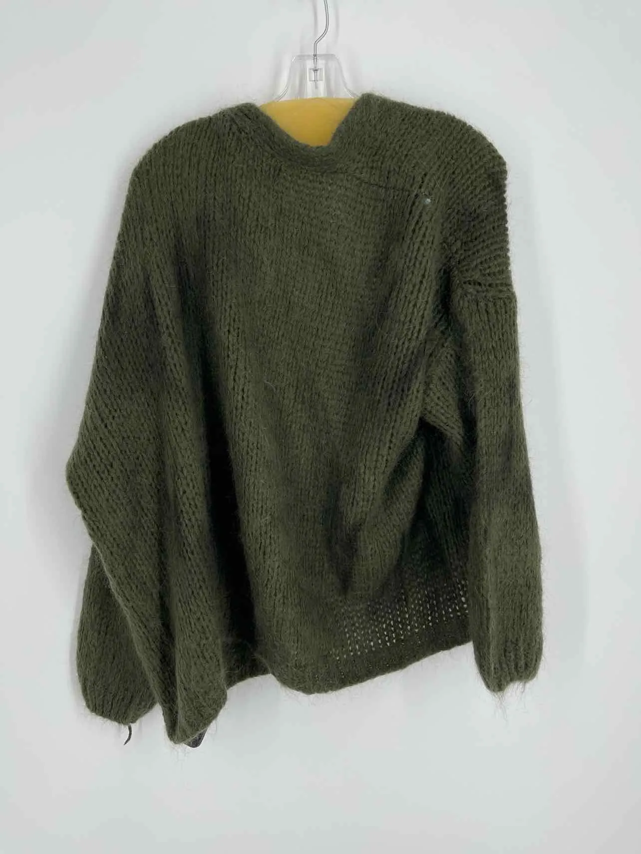 Anatomie Size S/M Army Green Fuzzy Knit Designer Cardigan Sweater