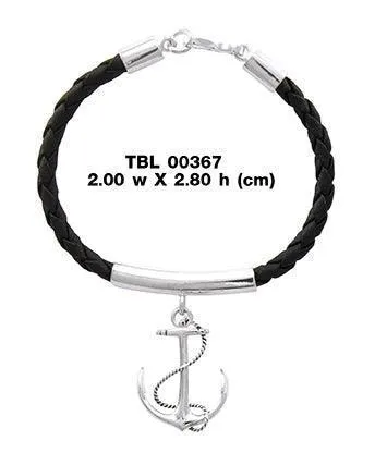 Anchor Silver Charm Nylon Bracelet TBL367