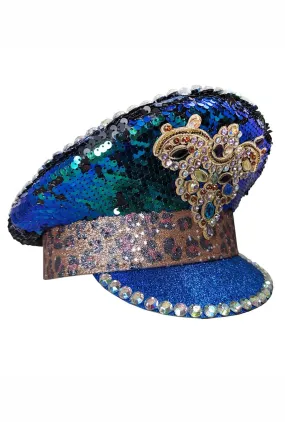 Aqua Cheetah Crystal Festival Hat