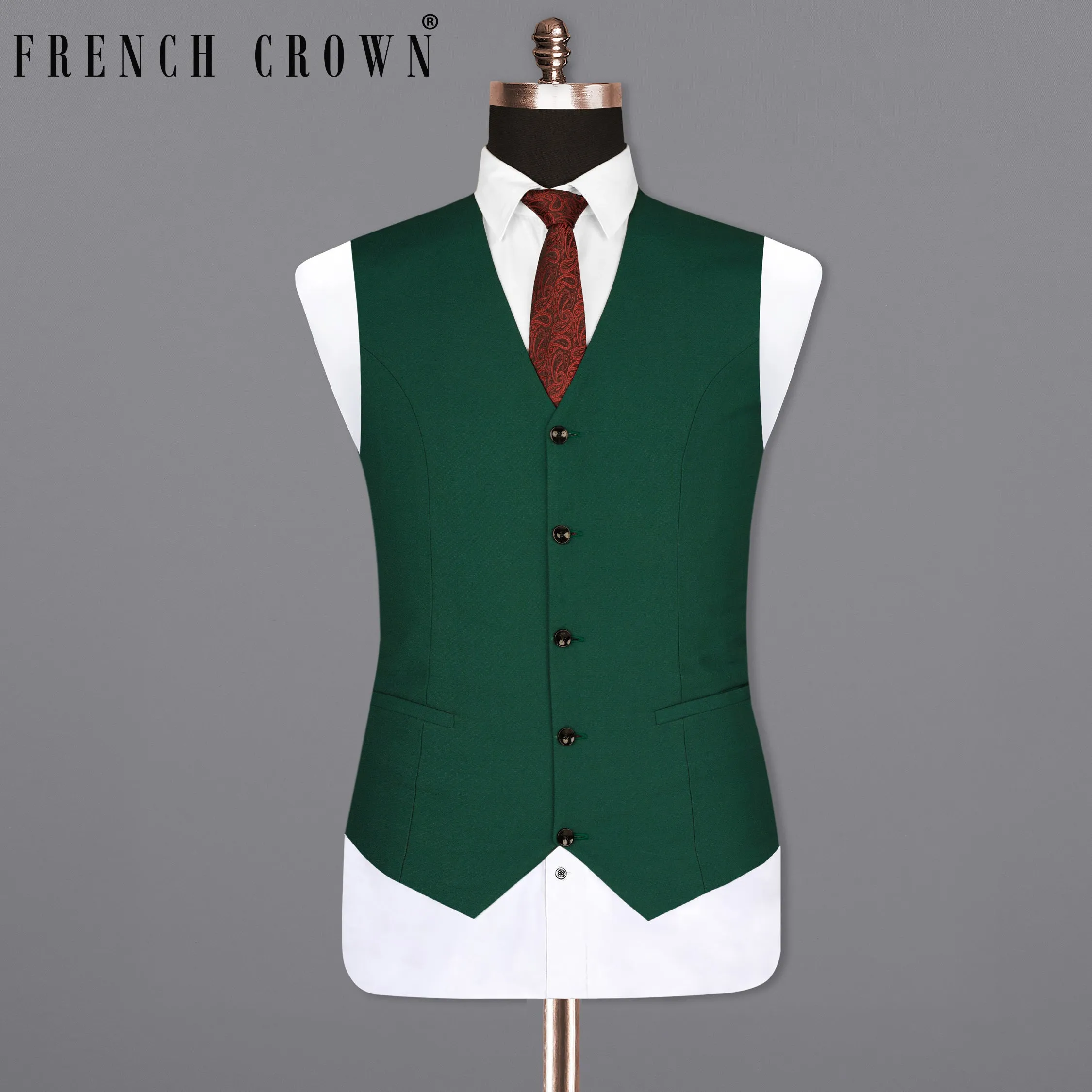 Aqua Deep Green Wool Rich Waistcoat