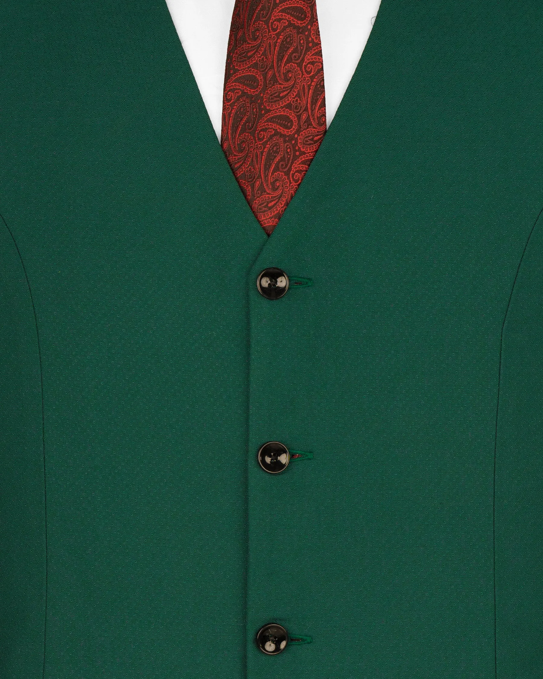 Aqua Deep Green Wool Rich Waistcoat