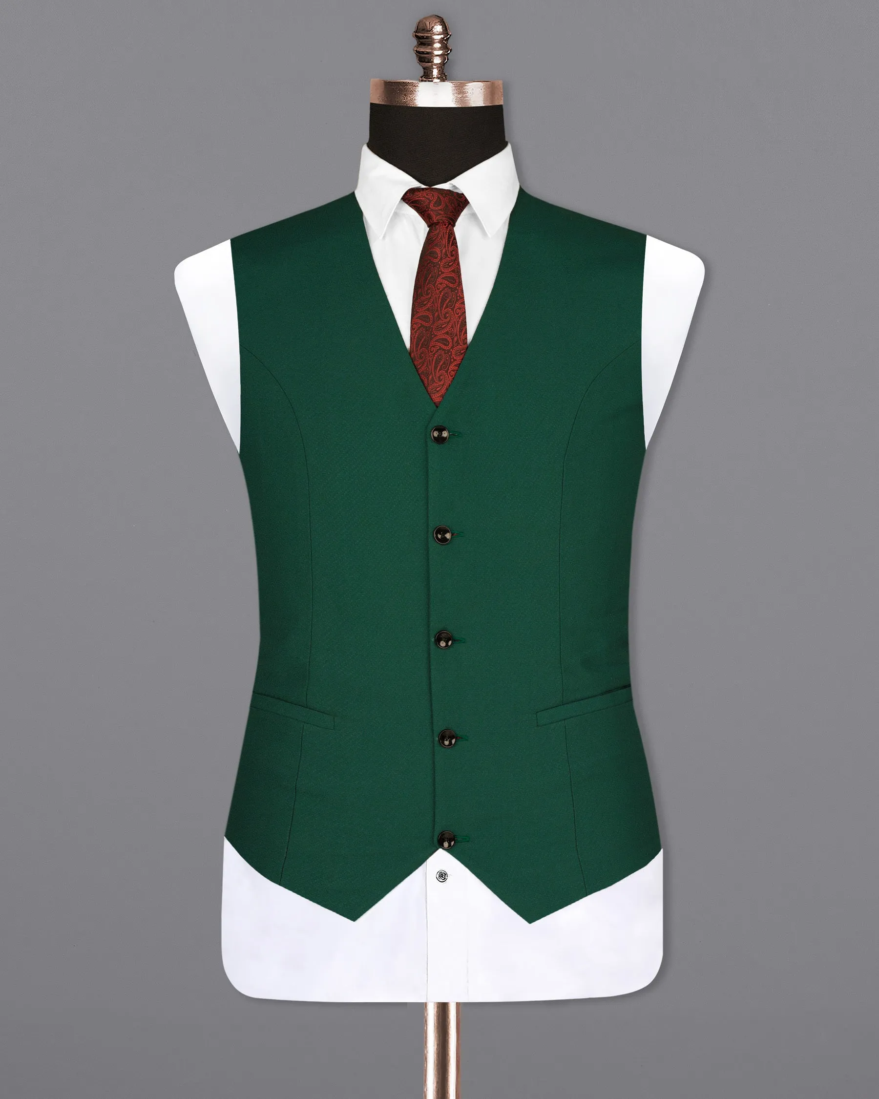 Aqua Deep Green Wool Rich Waistcoat