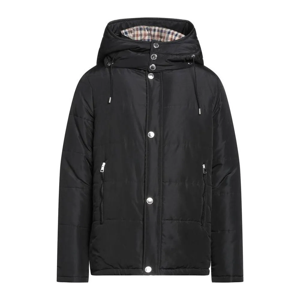 Aquascutum Elegant Black Jacket with Removable Hood