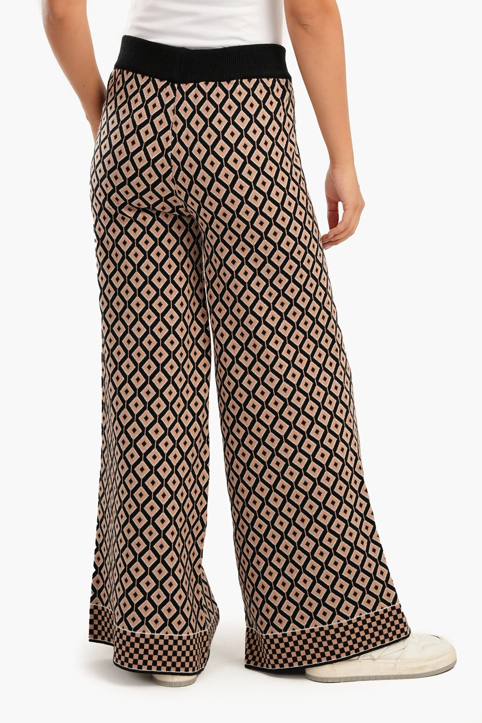 Argyle Pattern Knitted Pants