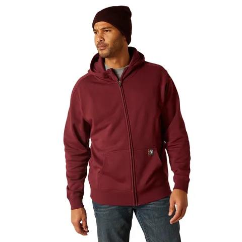 Ariat Men's Rebar Born For This Burgundy Full Zip Hoodie