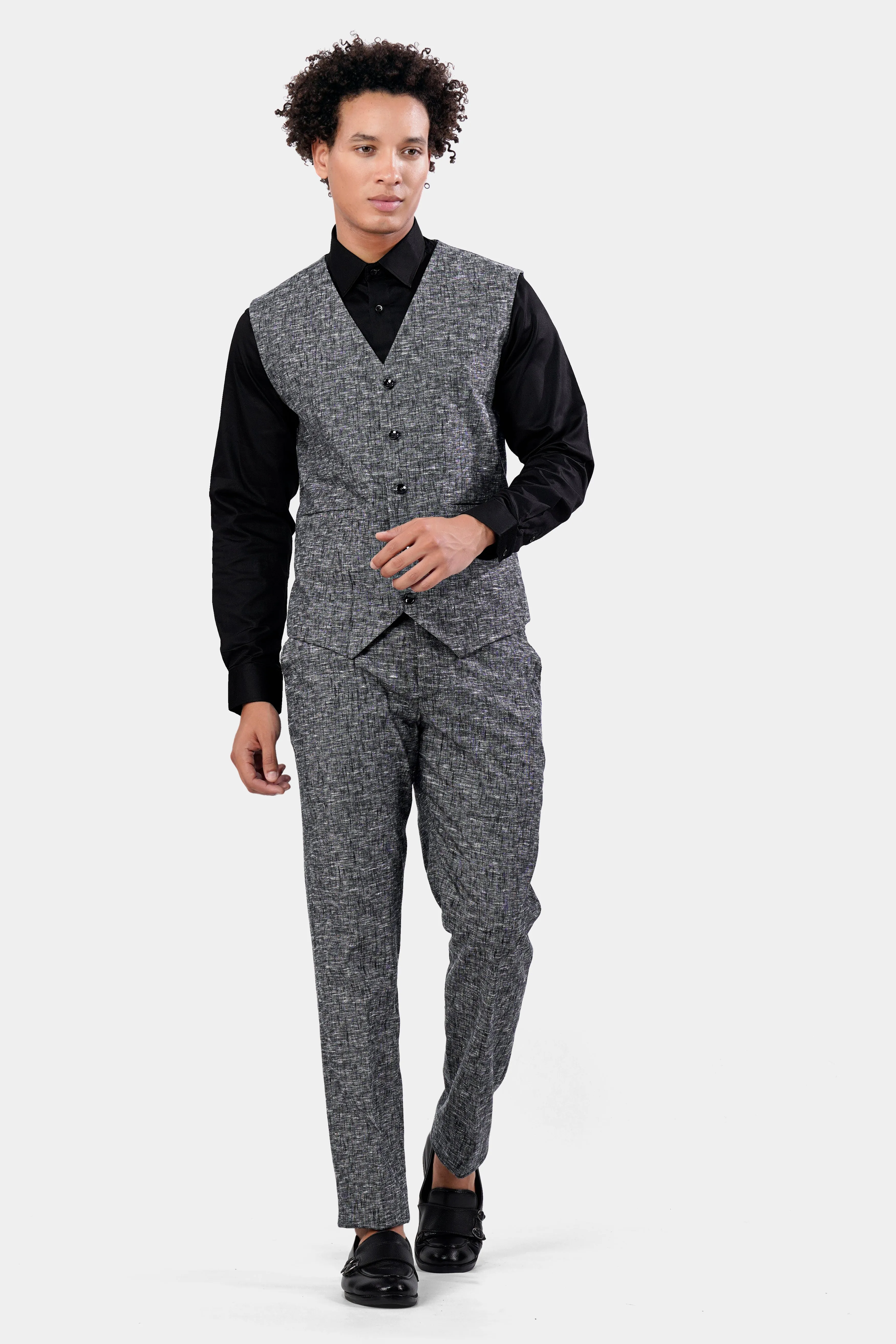 Arsenic Gray Luxurious Linen Waistcoat