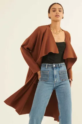 Autumn Leaves Draped Longline Cardigan