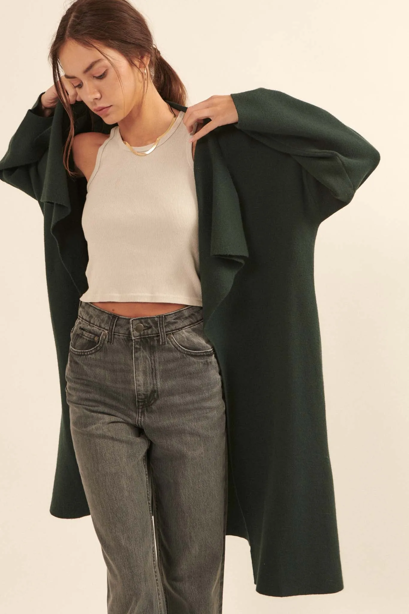 Autumn Leaves Draped Longline Cardigan