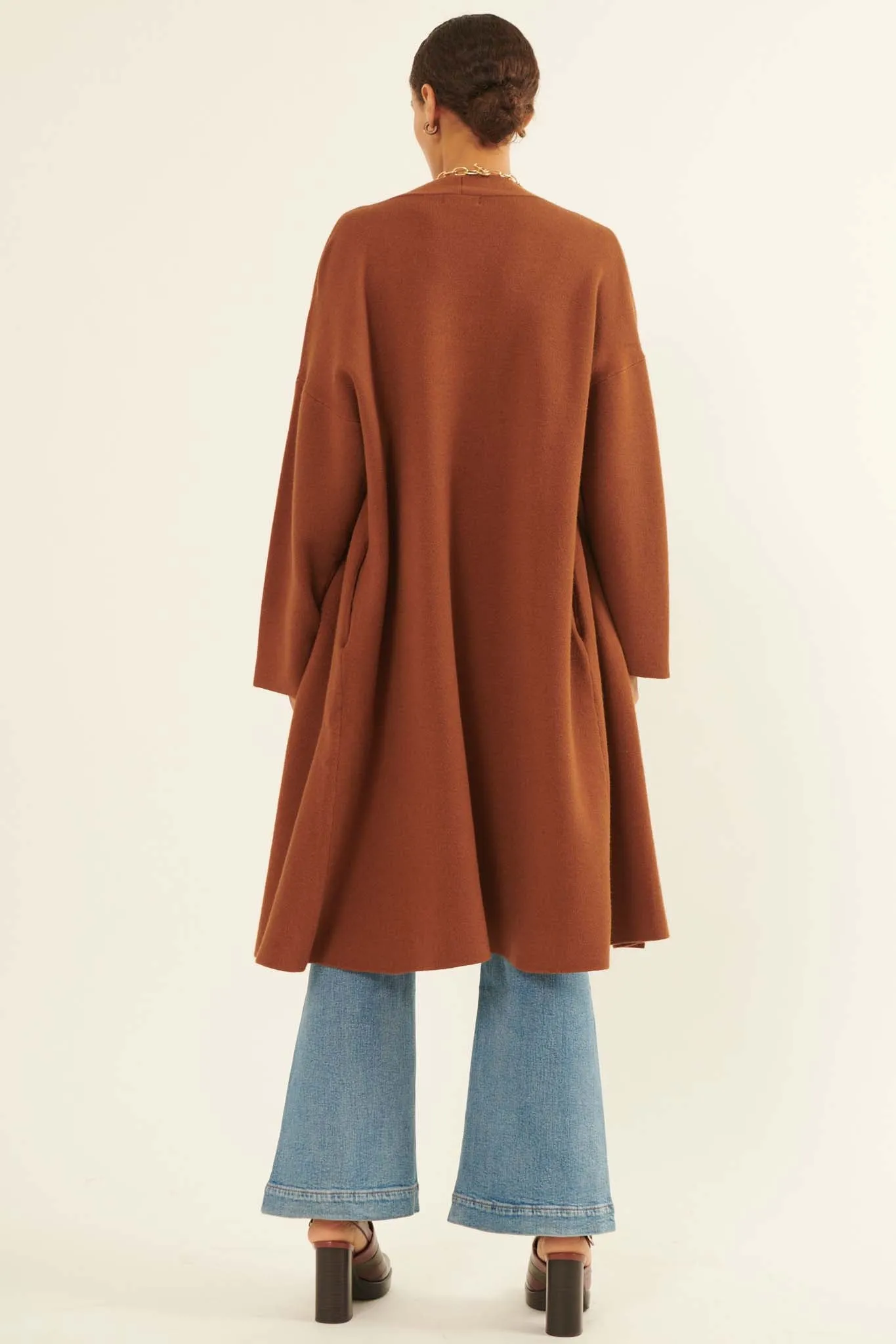 Autumn Leaves Draped Longline Cardigan