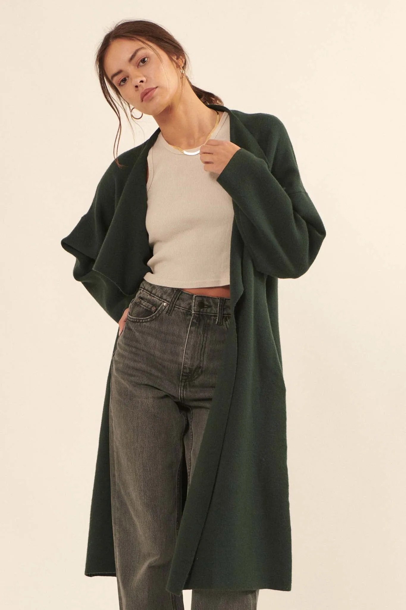 Autumn Leaves Draped Longline Cardigan