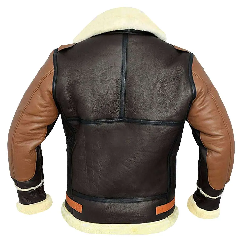 B3 Aviator pilot Shearling Bomber Leather Jacket