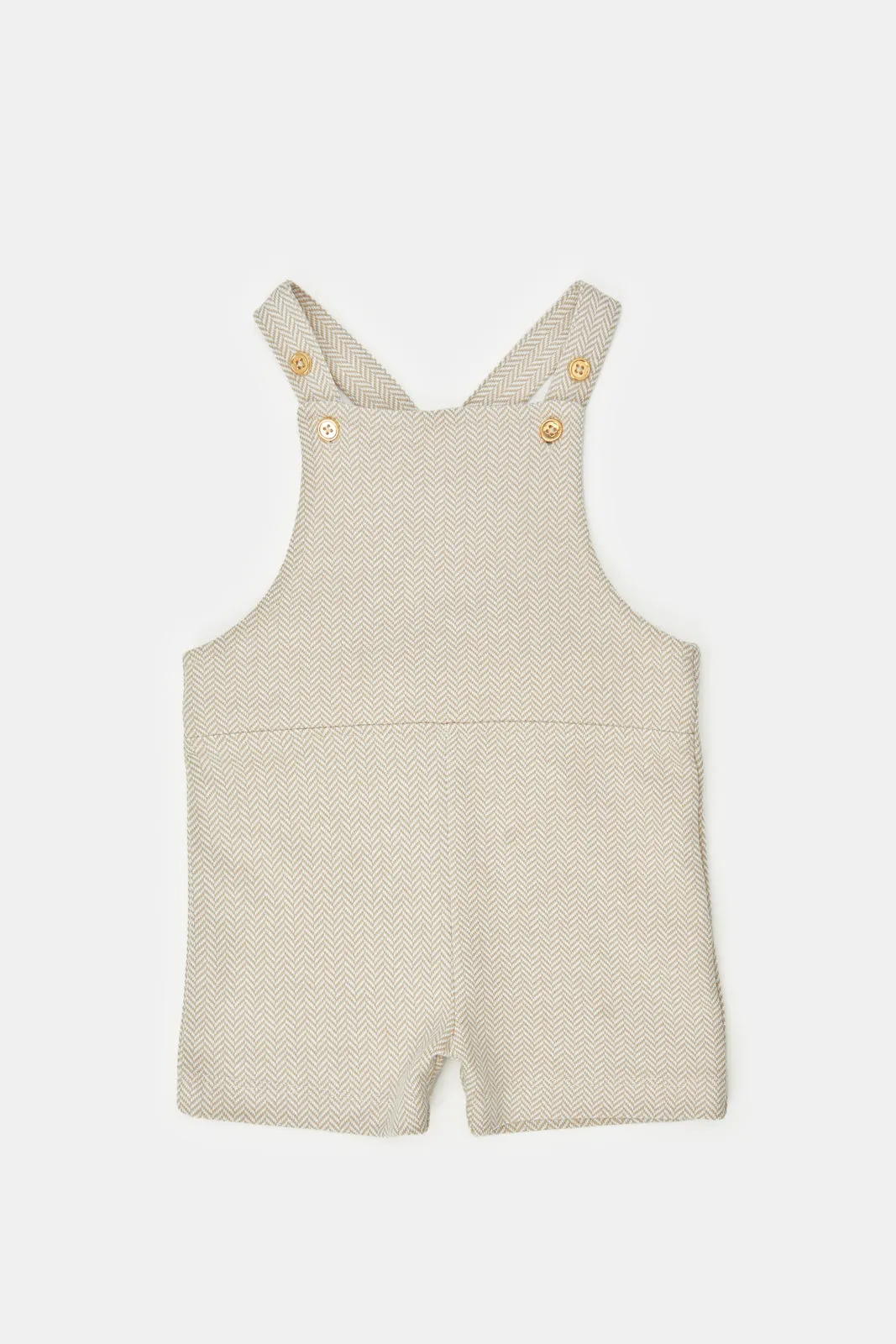 Baby Beige Crown Polo Shirt And Dungaree Set (2 Piece)