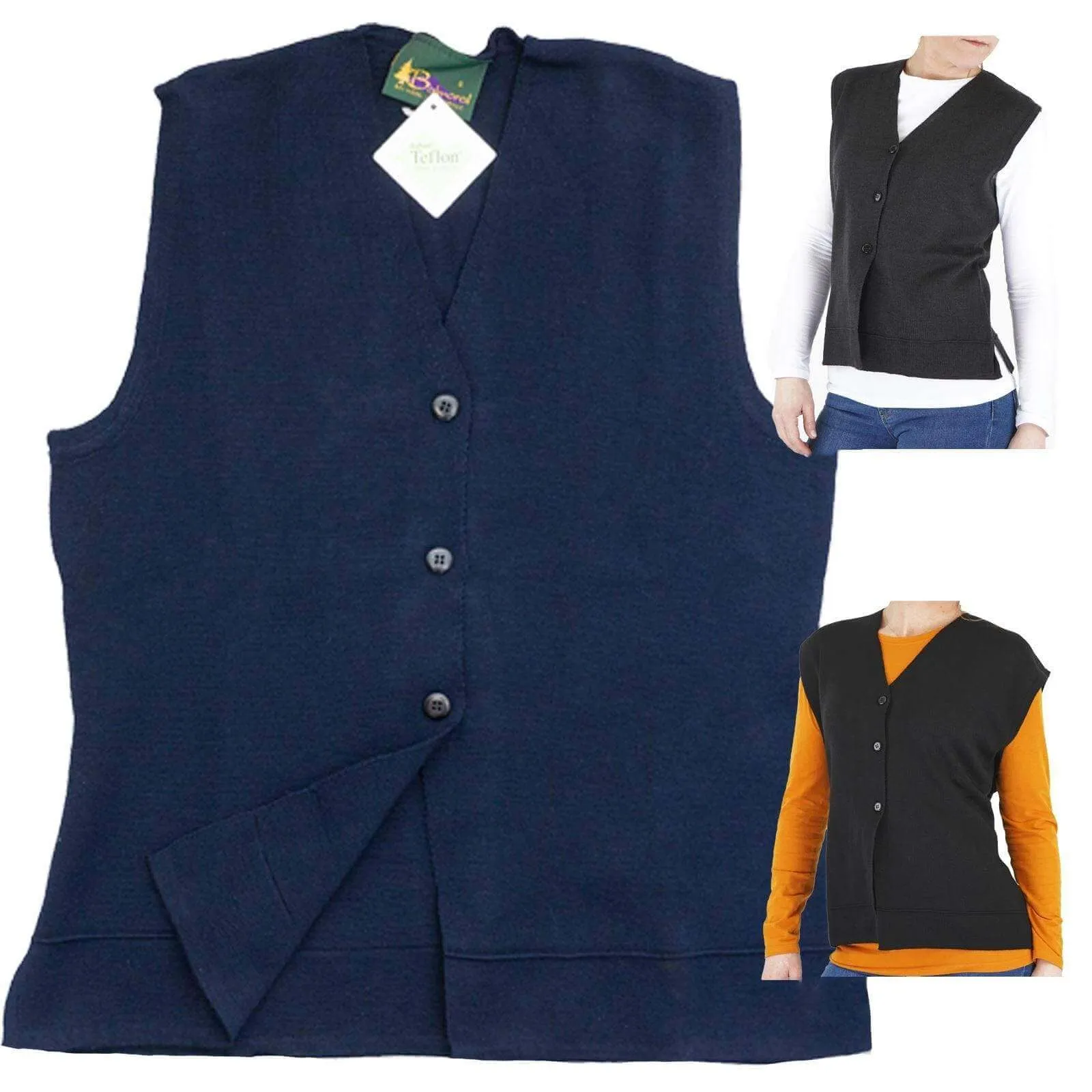 Balmoral Women V-Neck Wool Blend Knit Button-Up Waistcoat