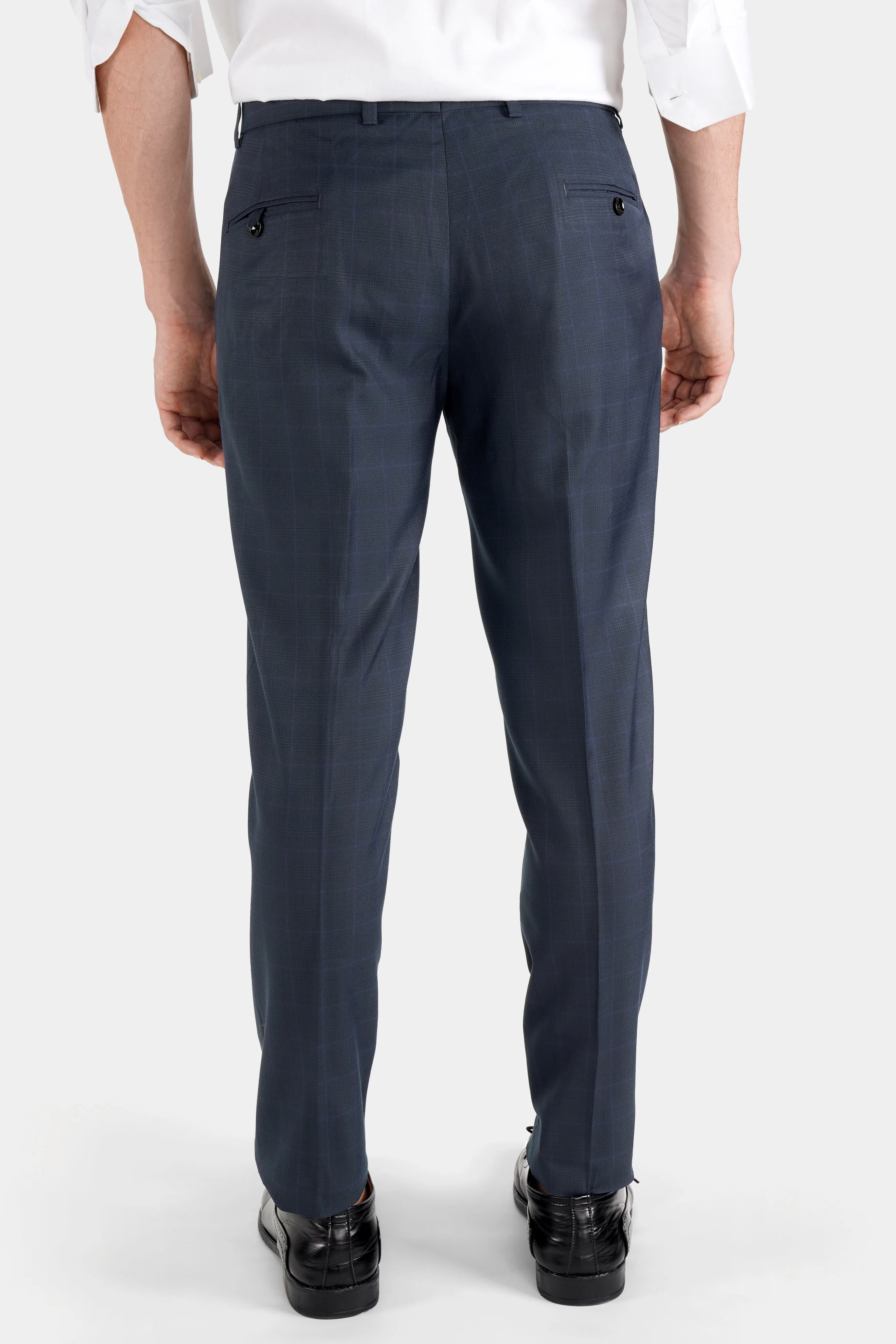 Baltic Blue Checkered Wool Rich Pant