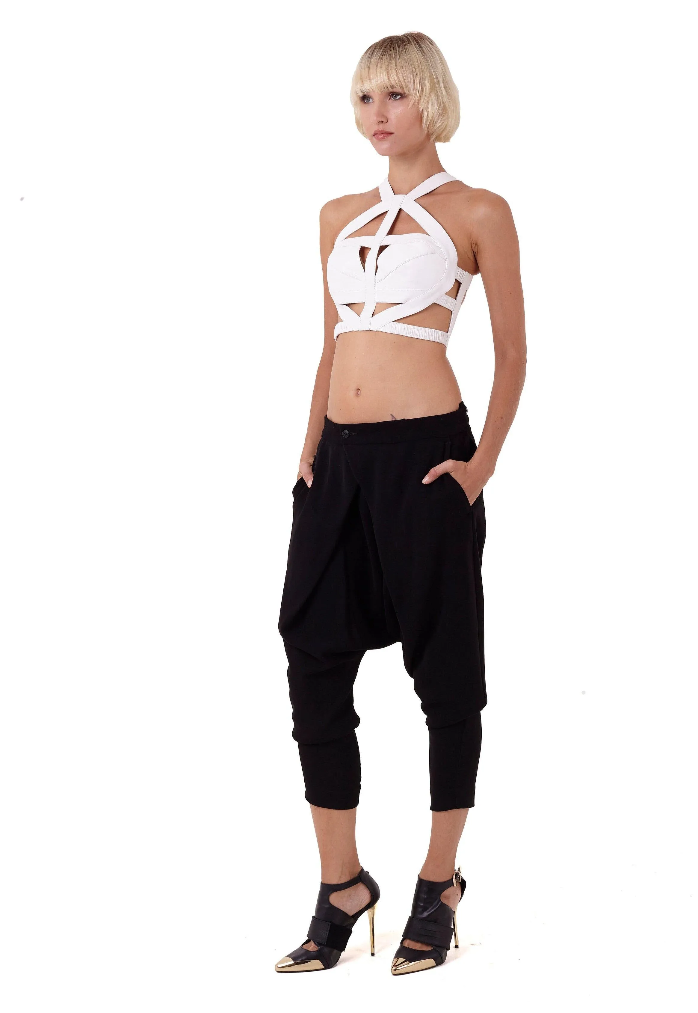 Basalt Leather Crop Top