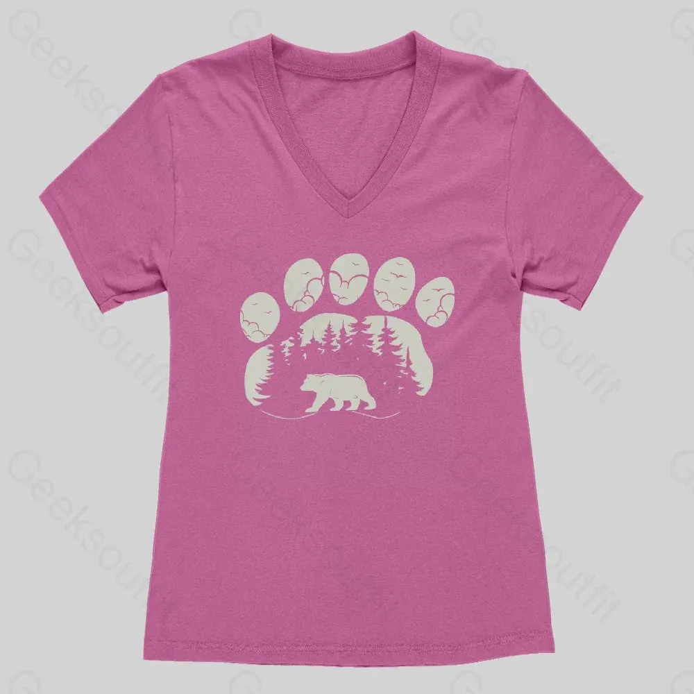 Bear Paw Forest Women's V-Neck T-shirt