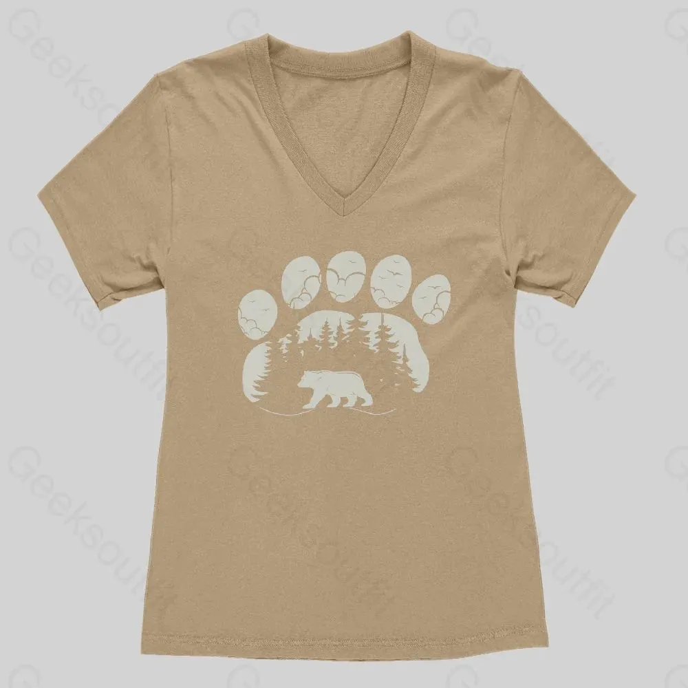 Bear Paw Forest Women's V-Neck T-shirt