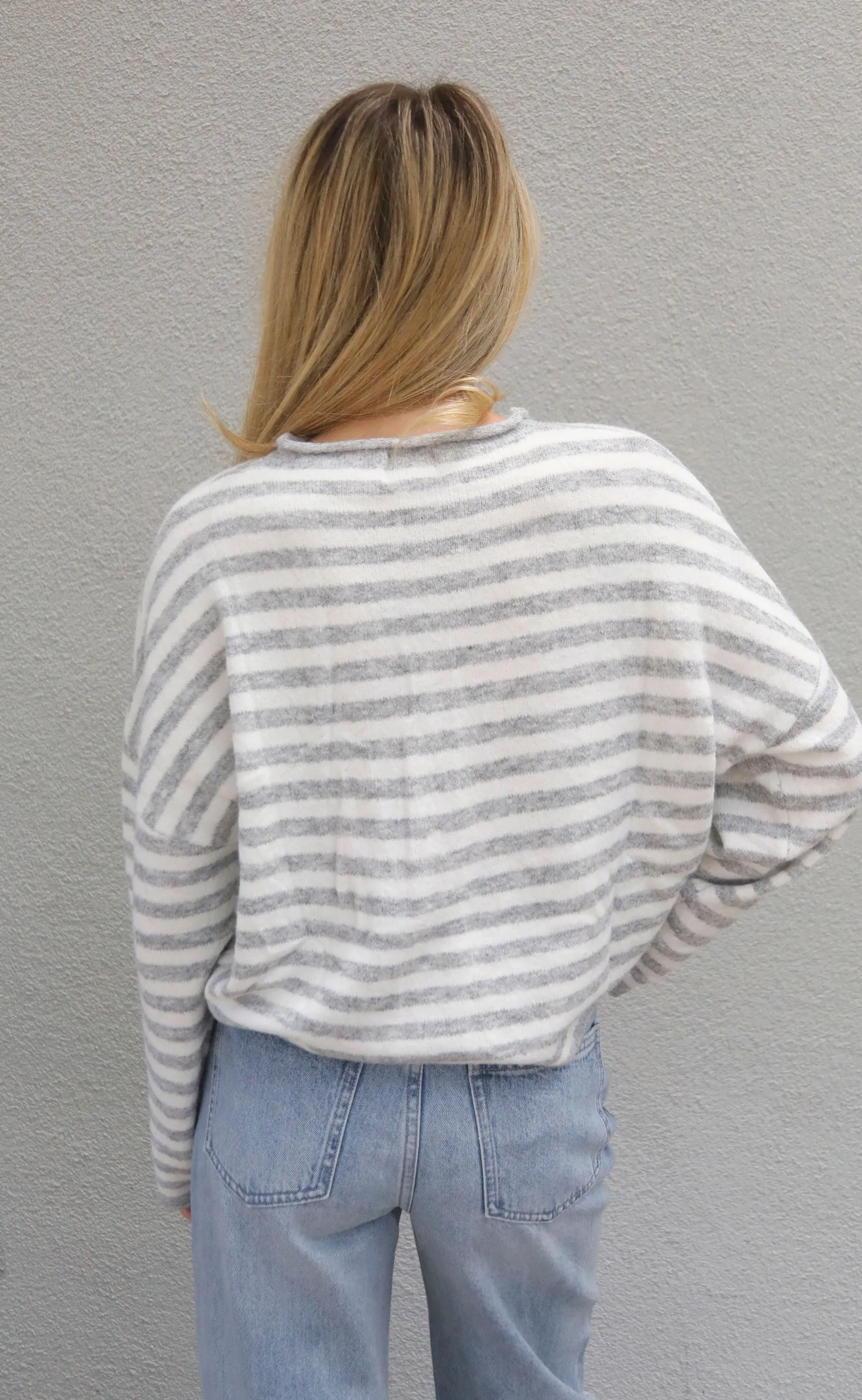 beat of your heart cardigan - grey stripe