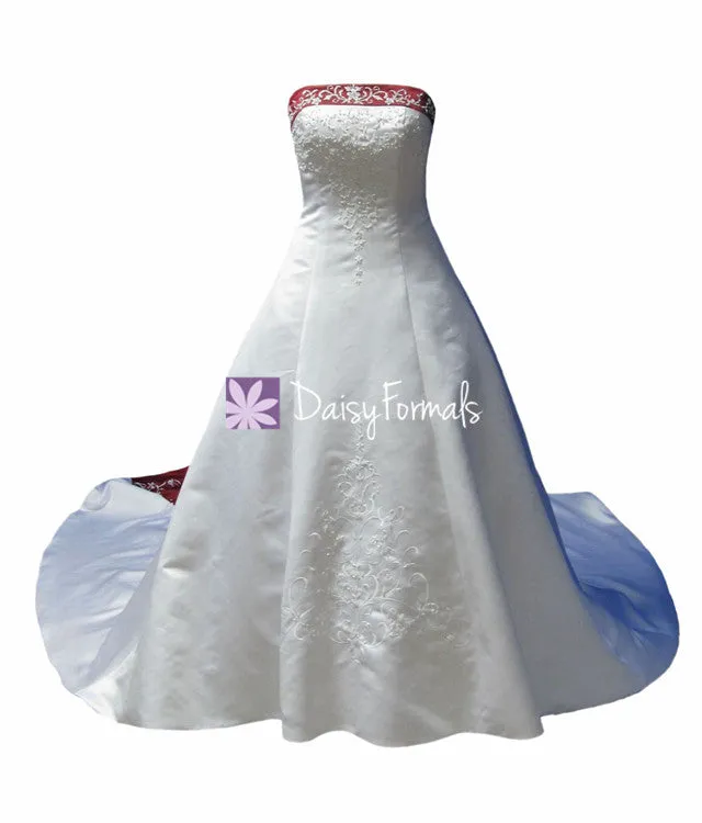 Beautiful Embroidery Wedding Dress Long Reasonable White Wedding Gown (WD998)