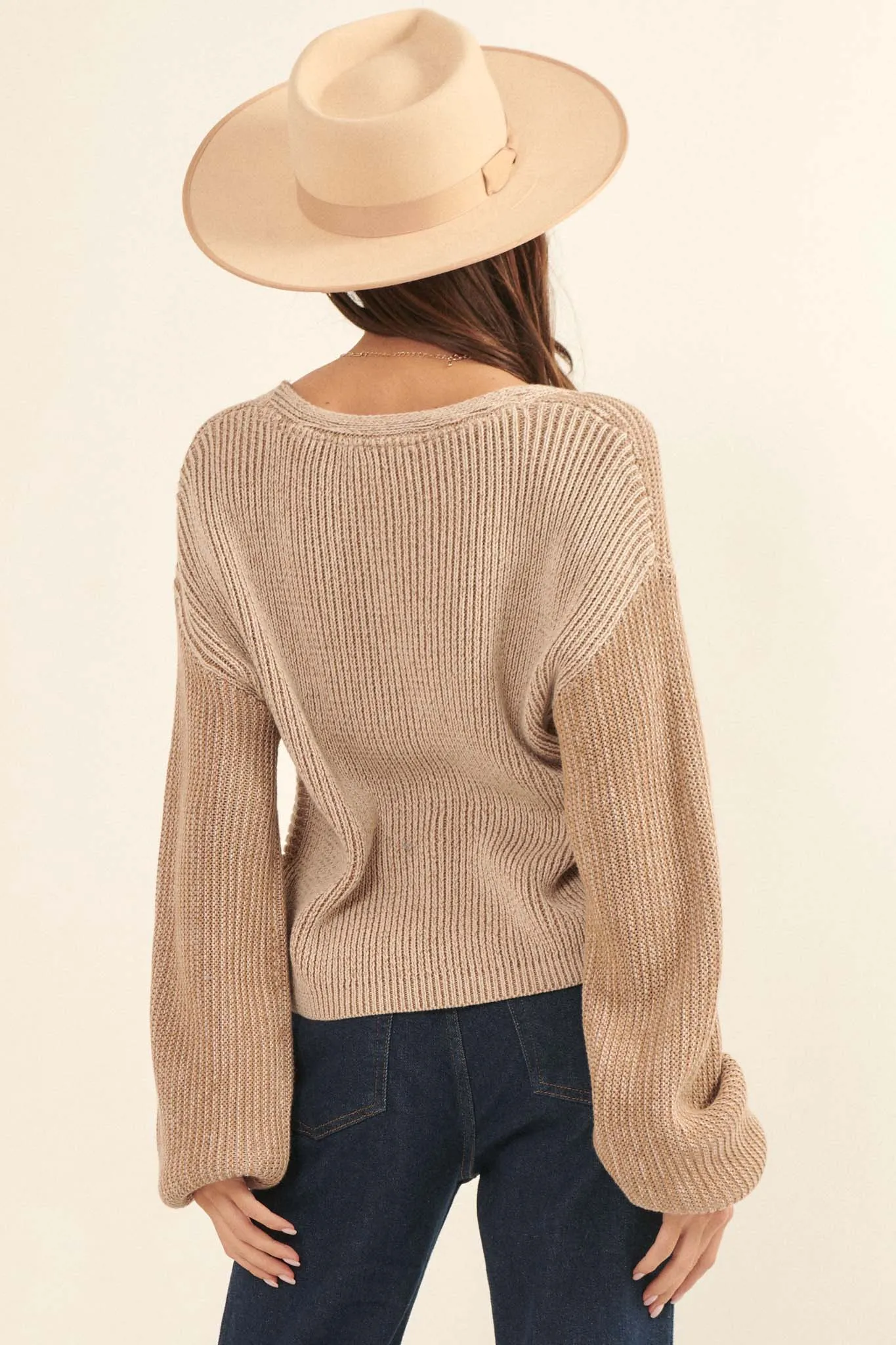 Beautiful Mind Two-Tone V-Neck Sweater