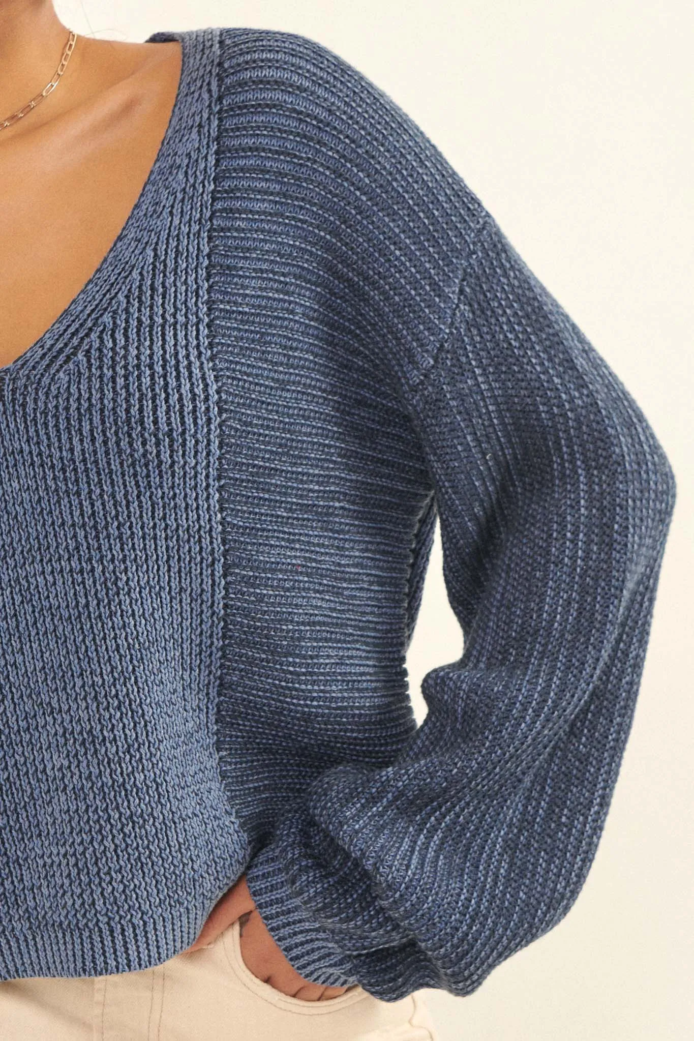 Beautiful Mind Two-Tone V-Neck Sweater