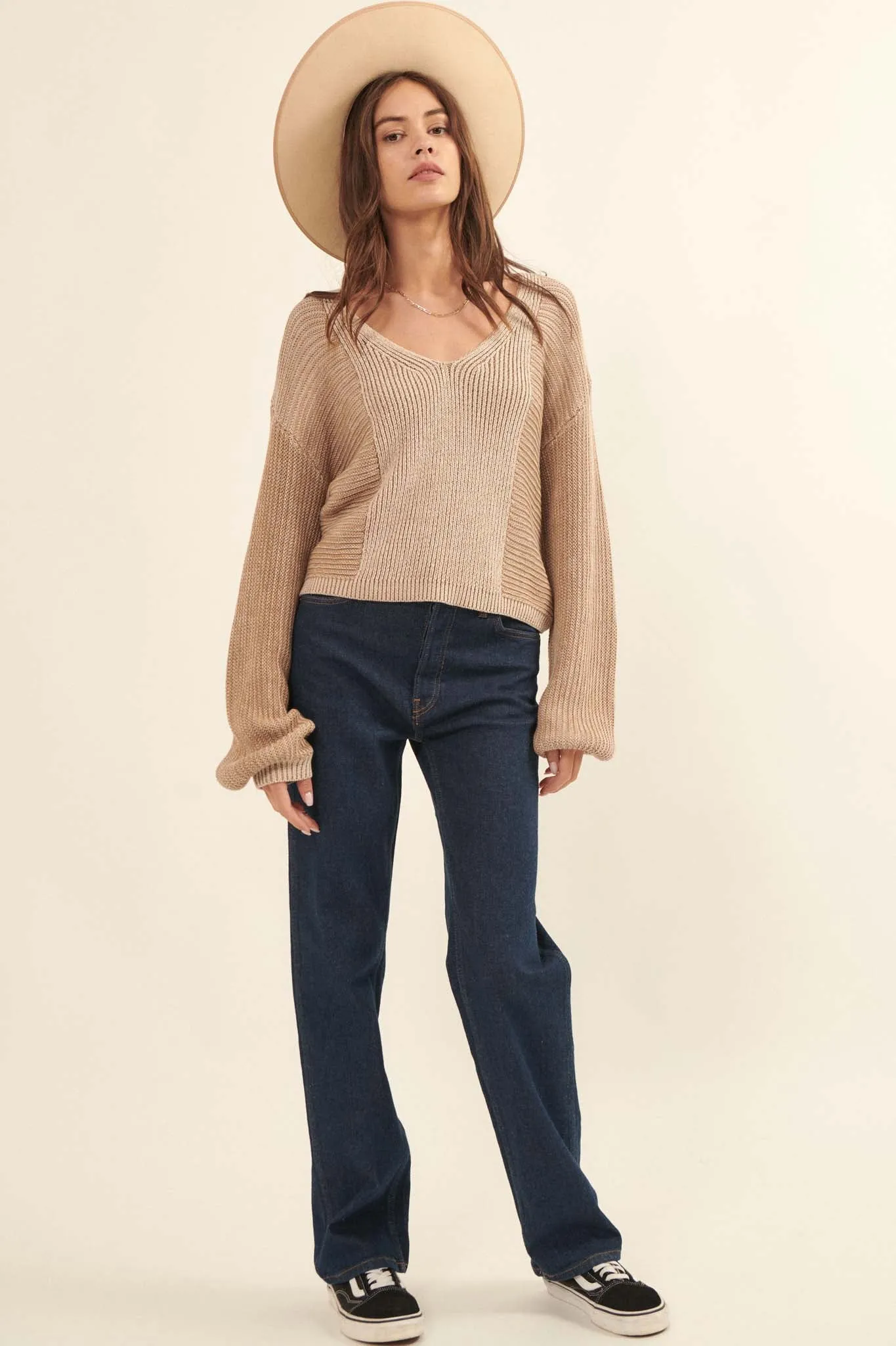 Beautiful Mind Two-Tone V-Neck Sweater