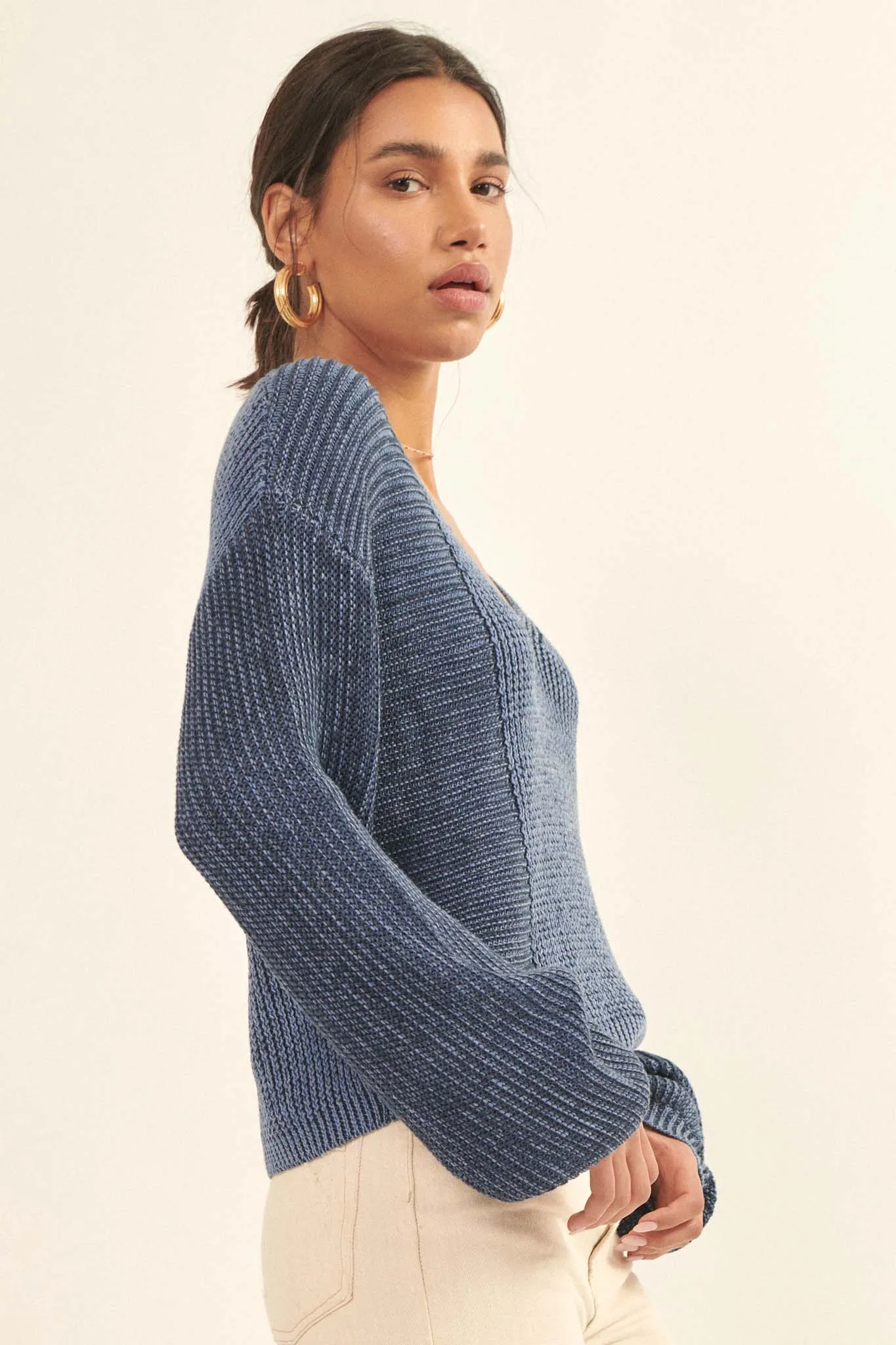 Beautiful Mind Two-Tone V-Neck Sweater