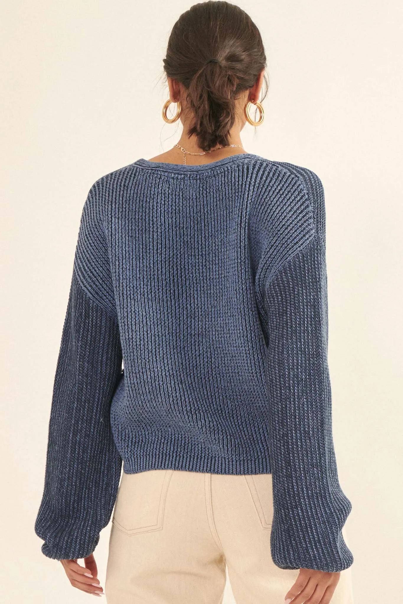 Beautiful Mind Two-Tone V-Neck Sweater