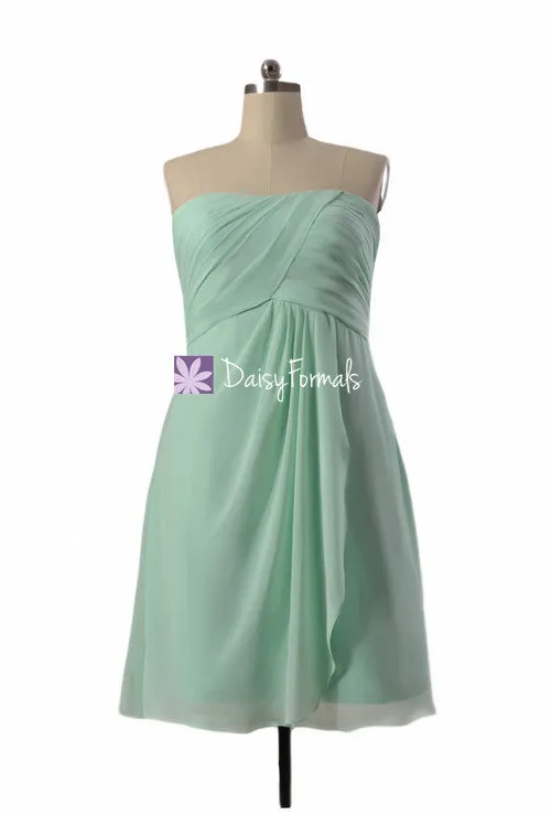 Beautiful Mint Chiffon Bridesmaids Dress Short Empire Chiffon Party Dress (BM4046S)