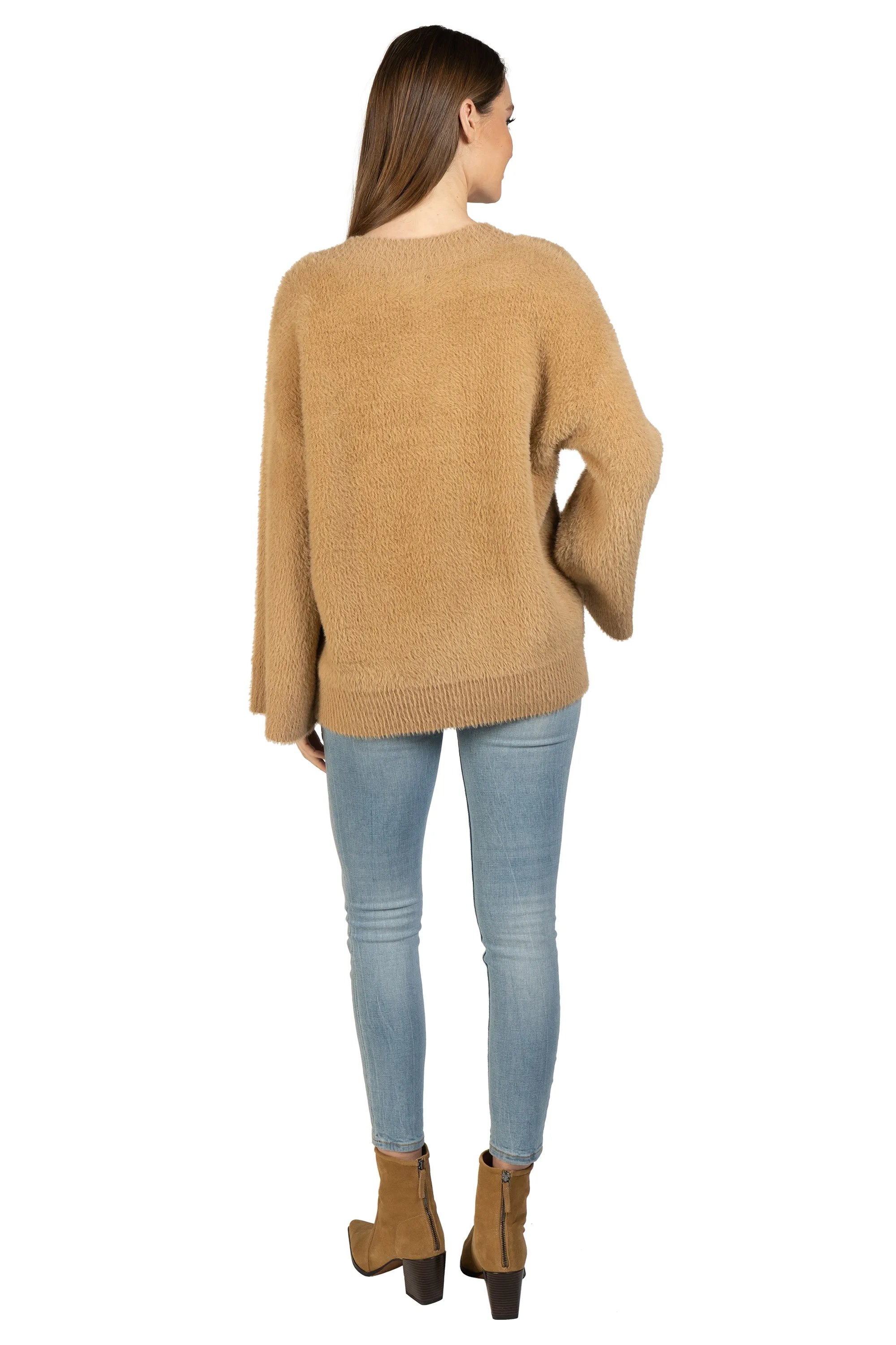 Bell Sleeve Fuzzy Pullover