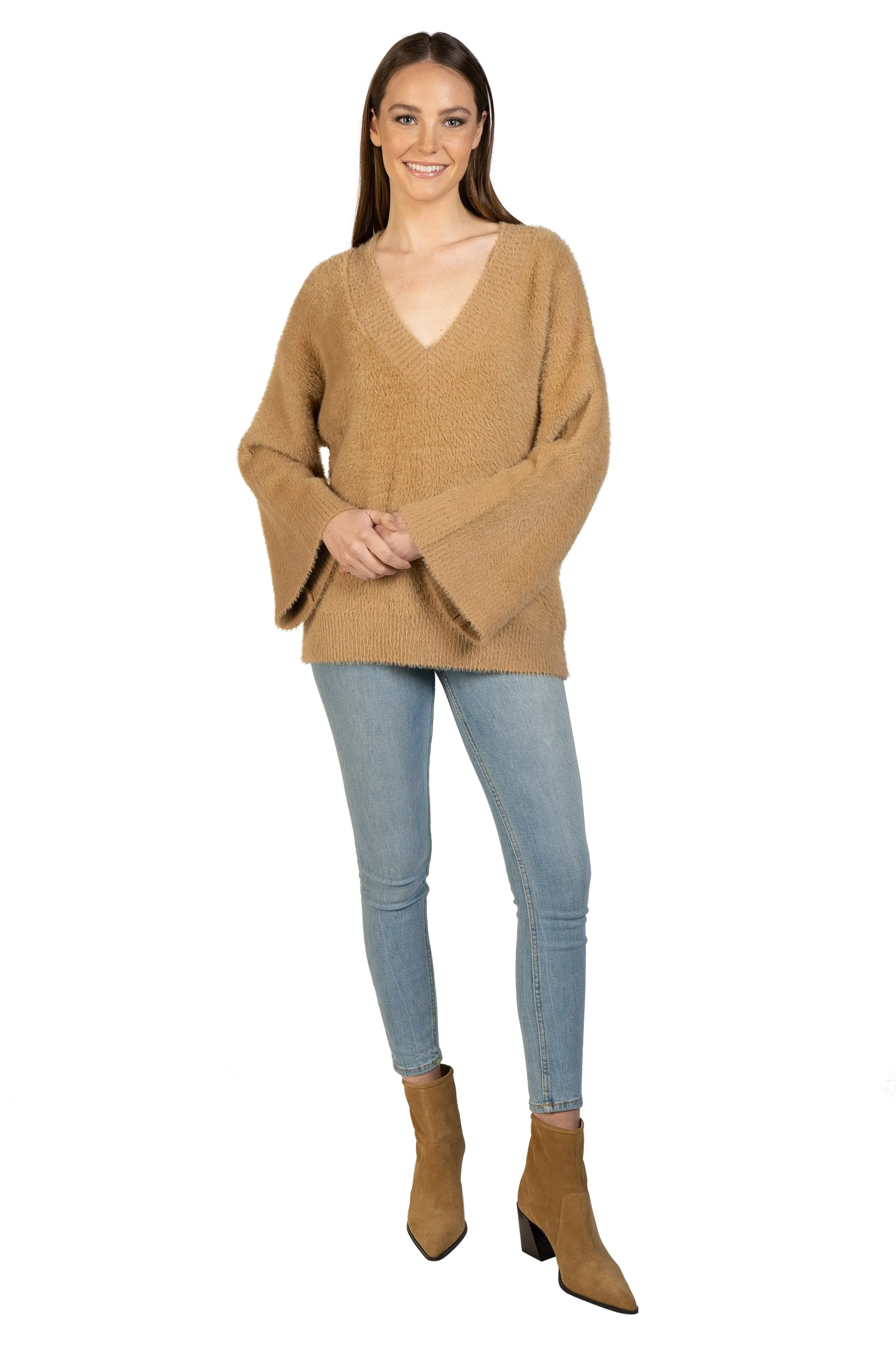 Bell Sleeve Fuzzy Pullover