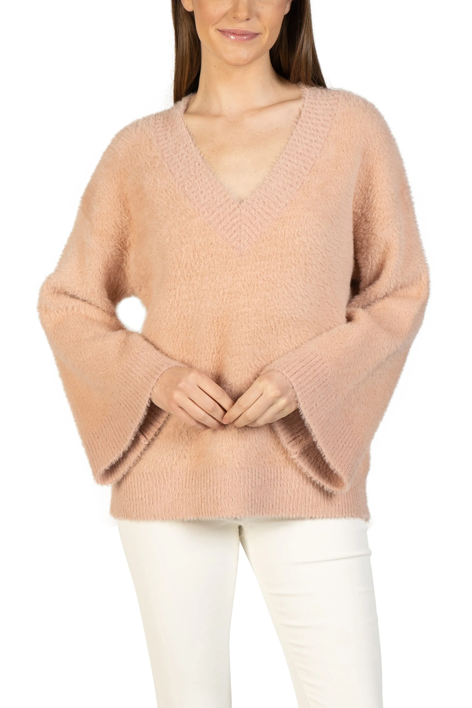 Bell Sleeve Fuzzy Pullover