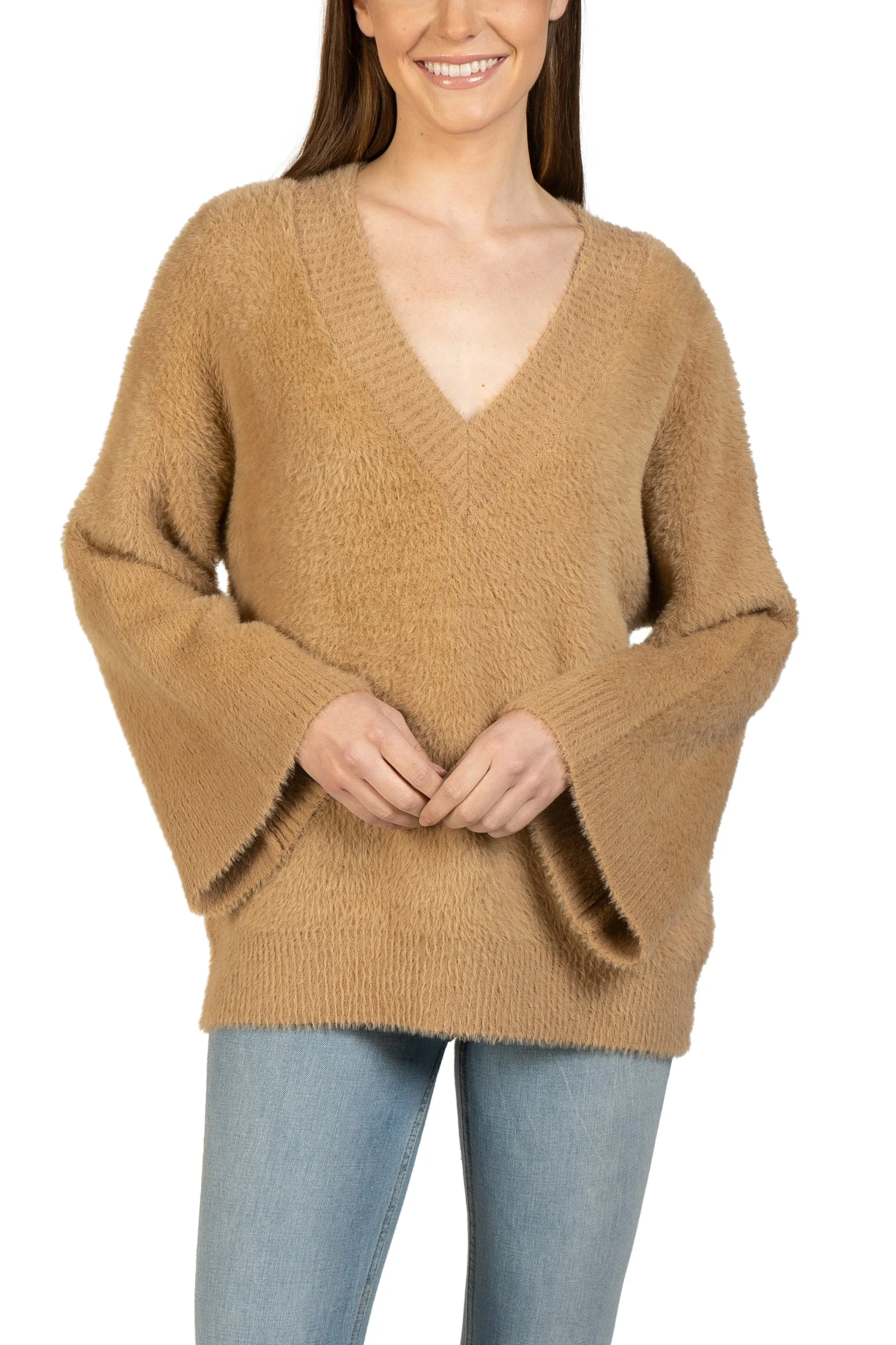 Bell Sleeve Fuzzy Pullover