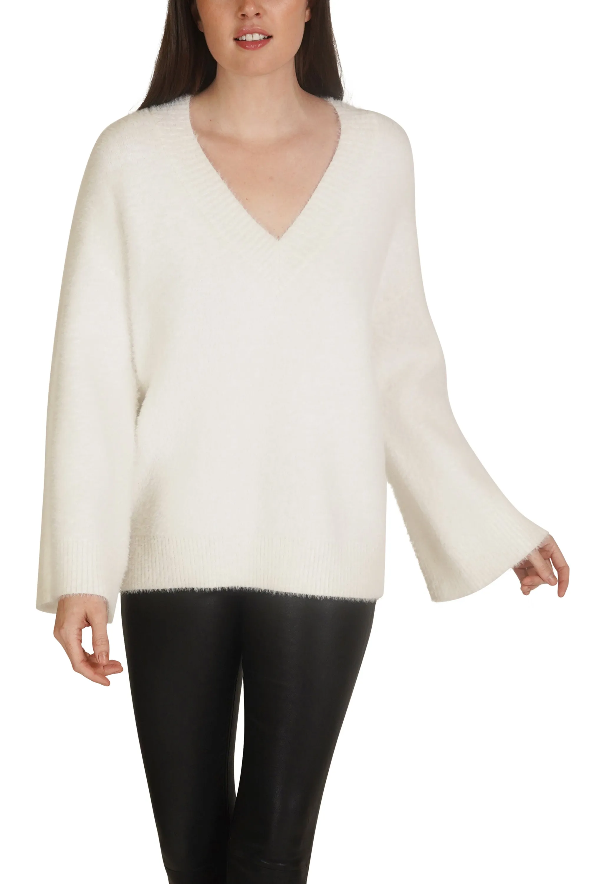 Bell Sleeve Fuzzy Pullover