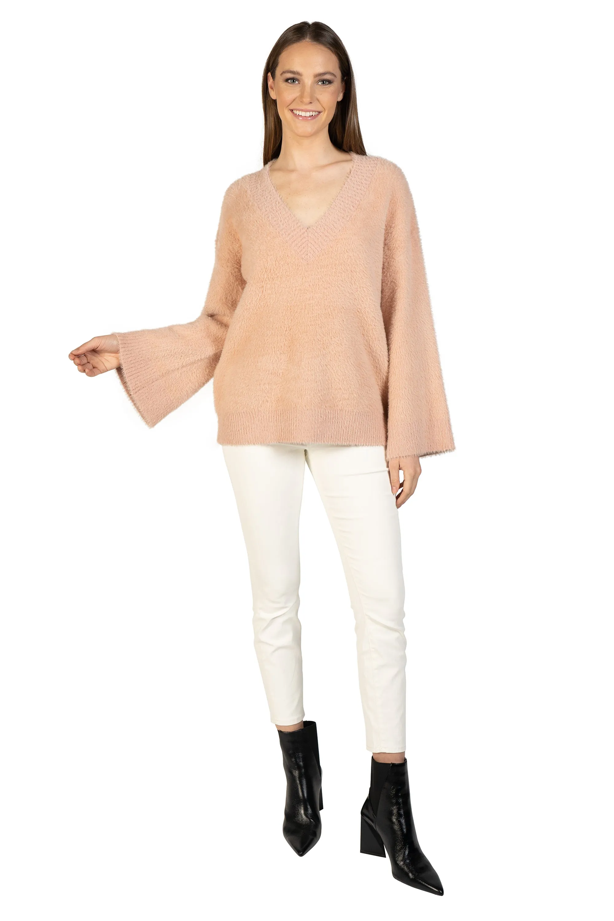 Bell Sleeve Fuzzy Pullover