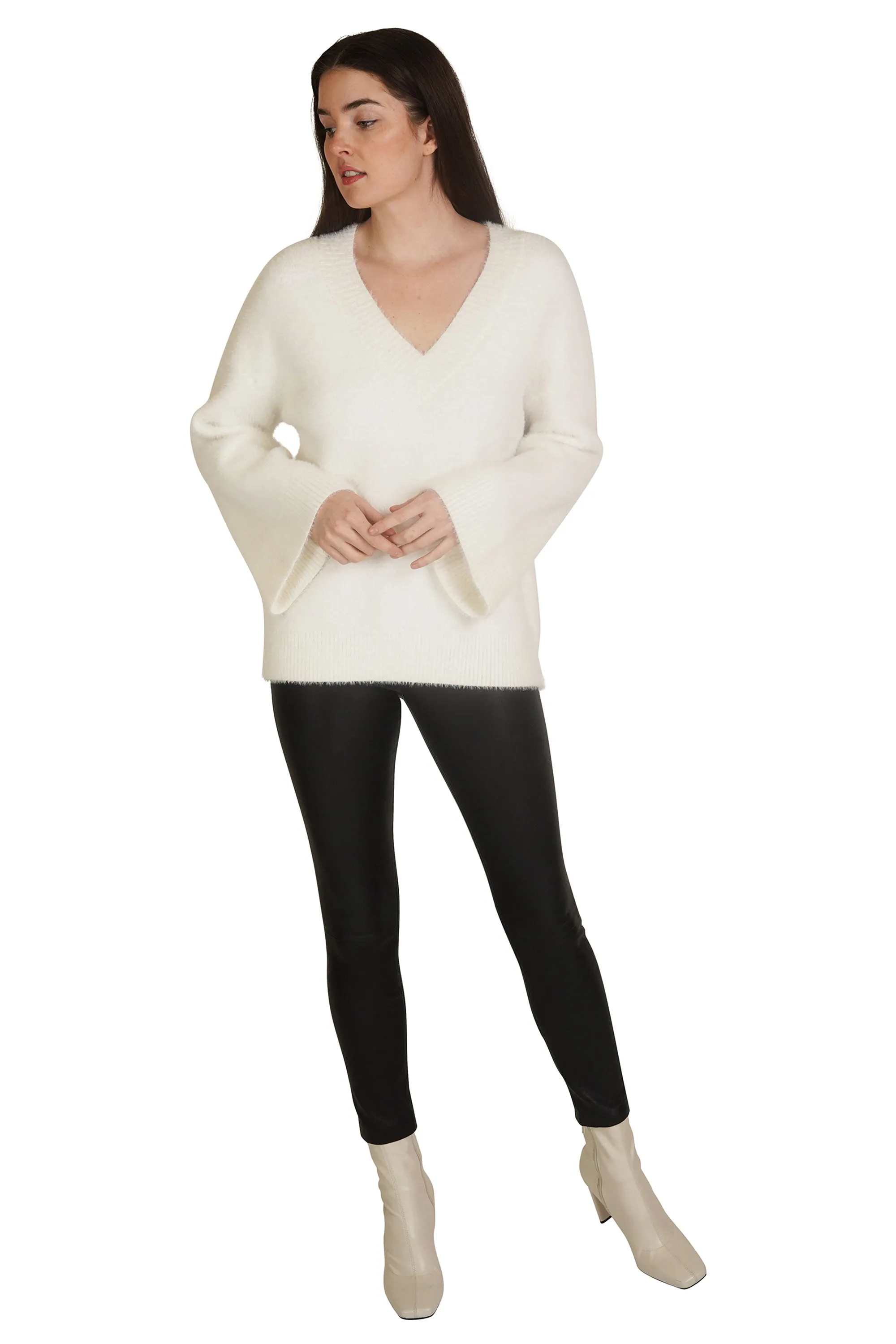 Bell Sleeve Fuzzy Pullover