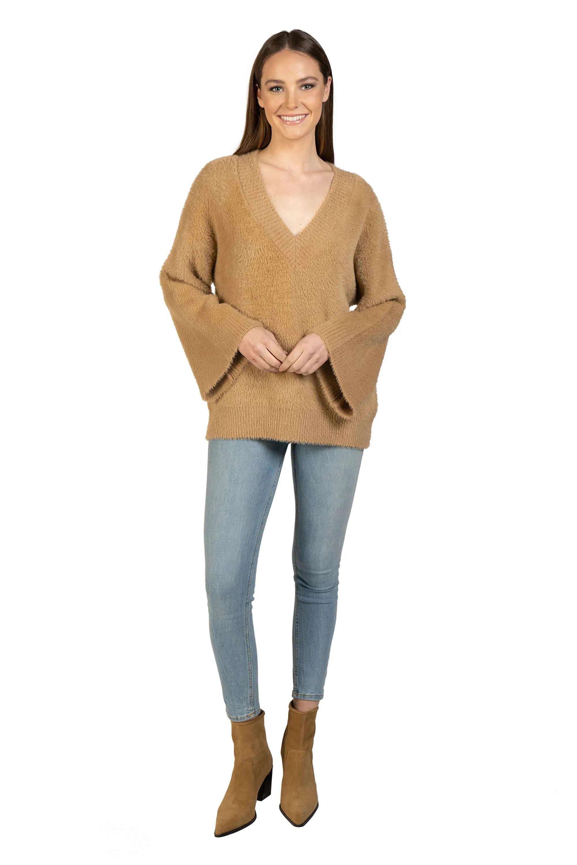 Bell Sleeve Fuzzy Pullover