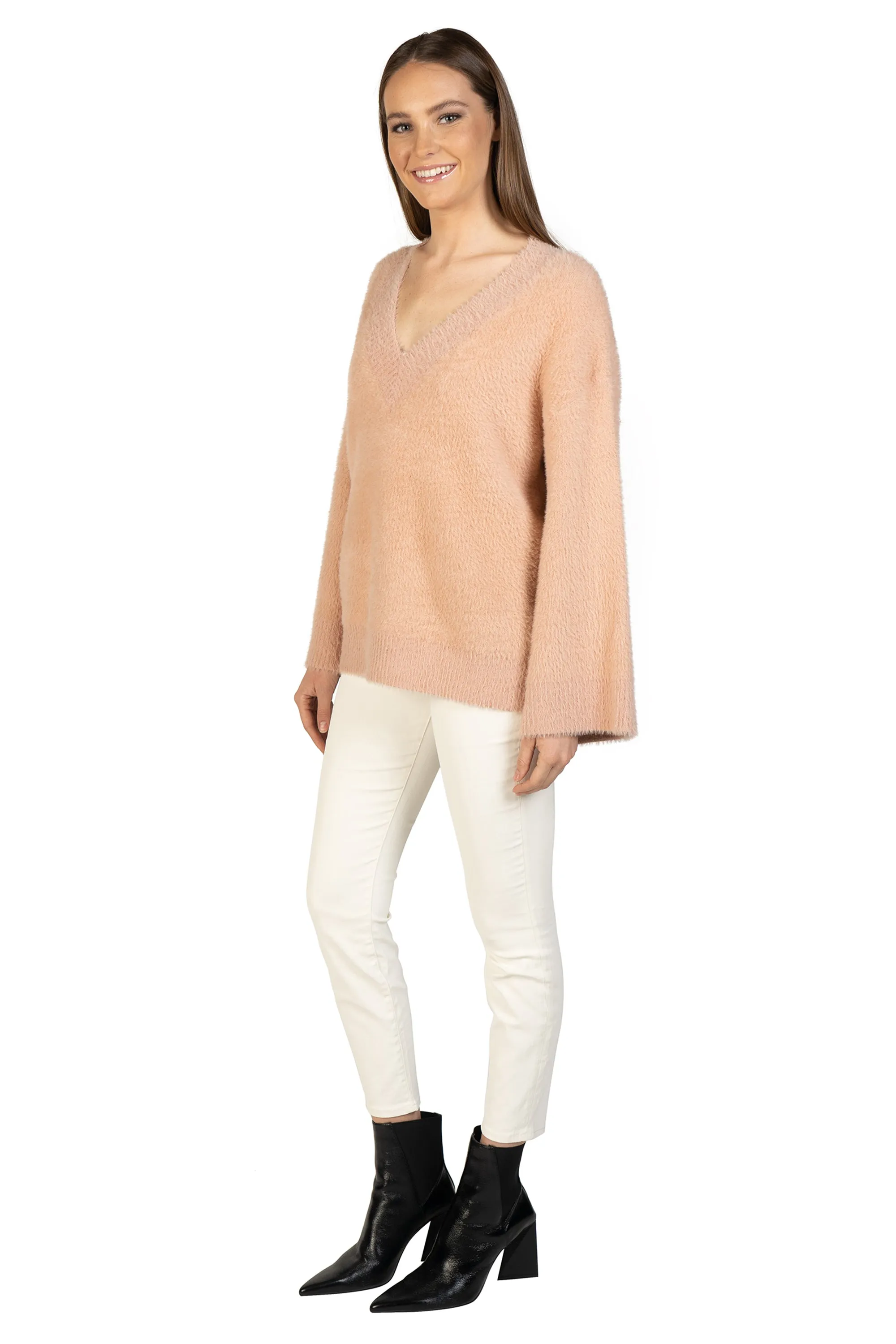 Bell Sleeve Fuzzy Pullover