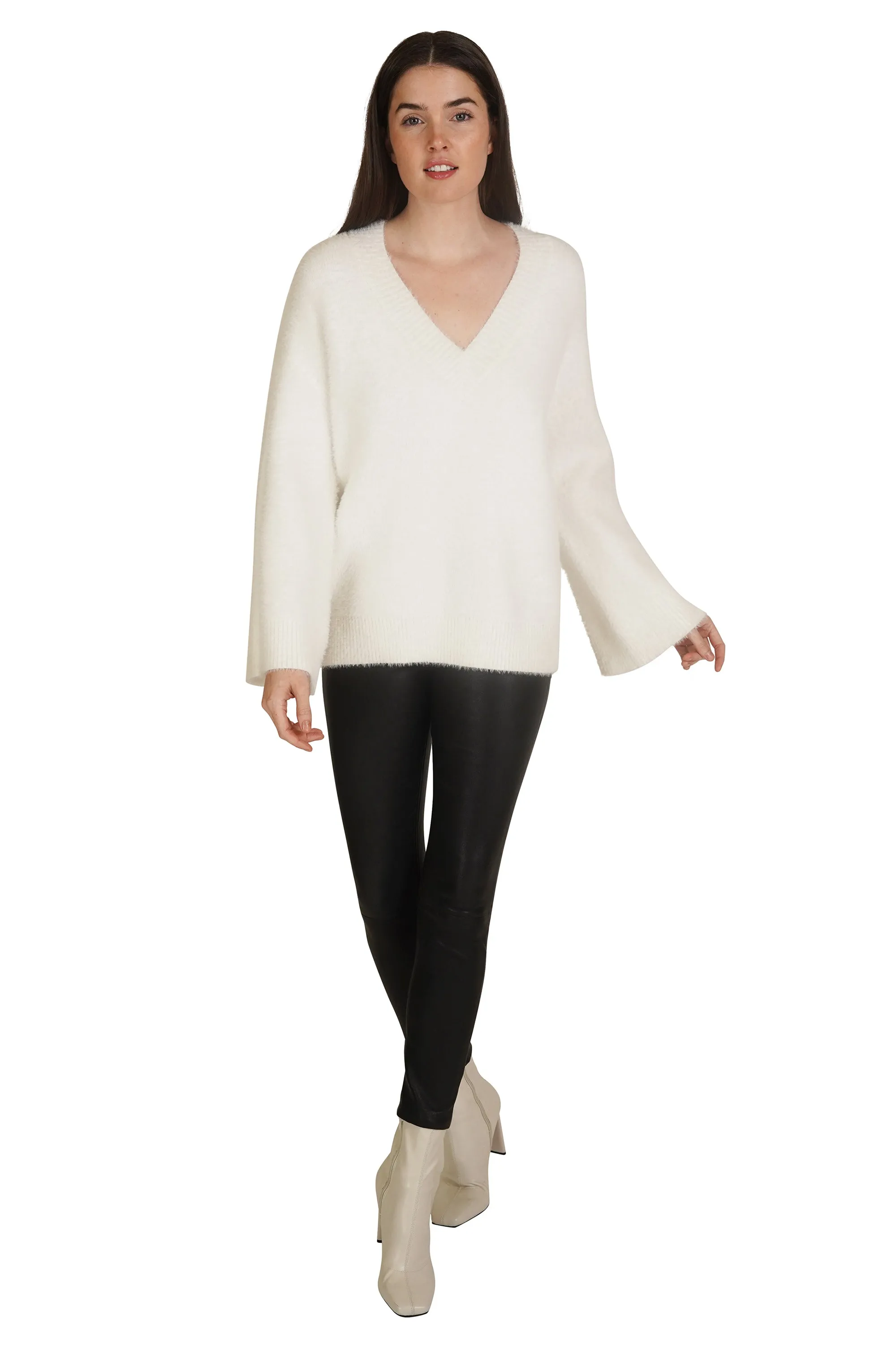 Bell Sleeve Fuzzy Pullover