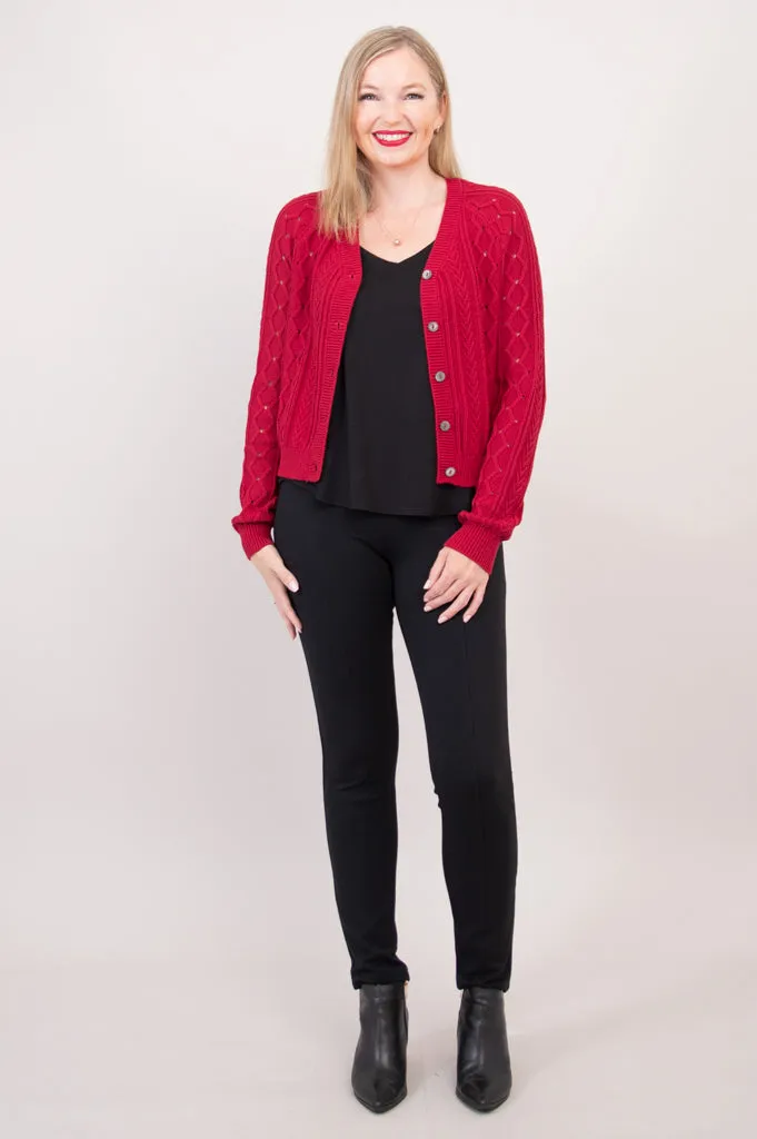 Bena Cardigan, Red, Cotton