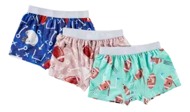 Birdie Bean 3 Pack Boy's Troy and Elliott Football Boxer Briefs Underwear Set